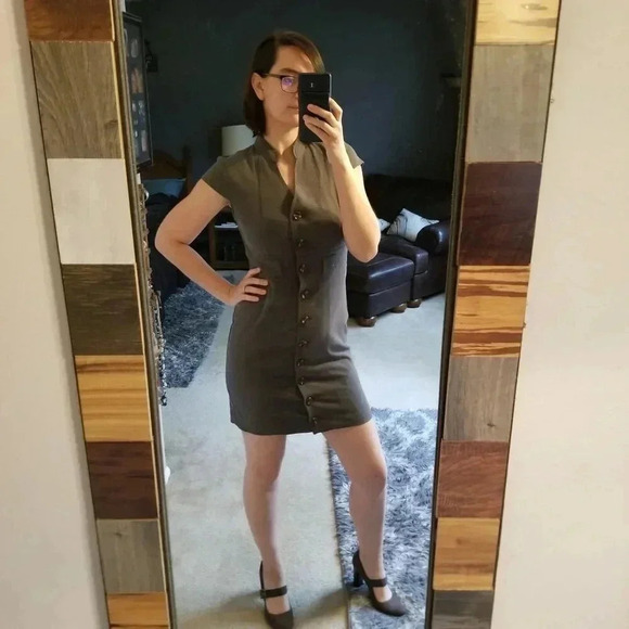 Spense Gray Button Front Dress + 8 - Picture 8 of 8